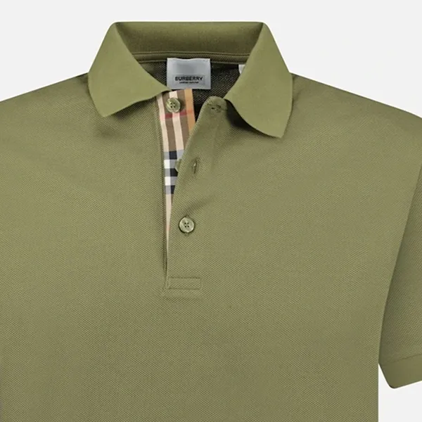 Áo Polo Nam Burberry Hartford Check Placket Polo Màu Xanh Olive Size XS - Thời trang - Vua Hàng Hiệu