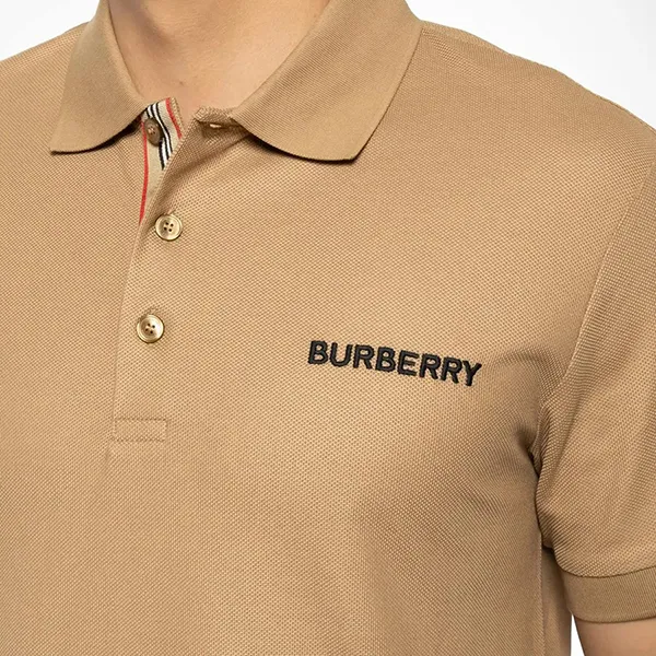 Áo Polo Nam Burberry Hartford Embroidery Logo Check 8084438 Màu Be Đậm Size S