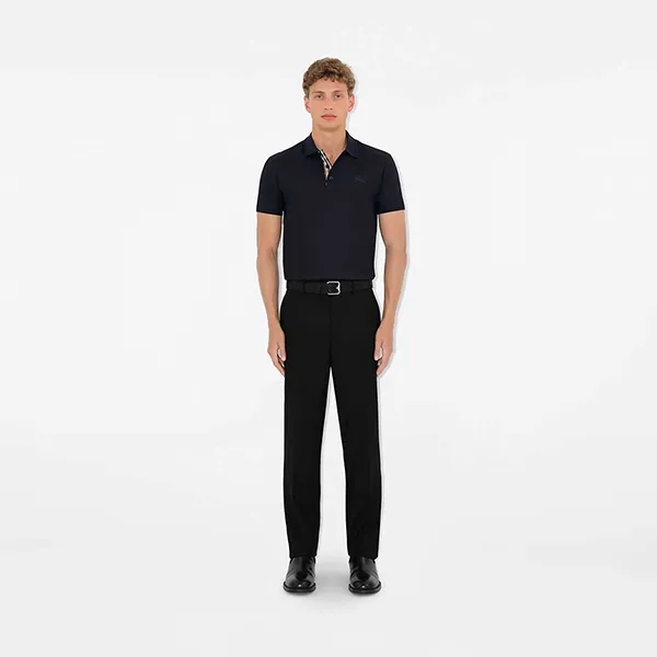 Áo Polo Nam Burberry Navy Tag Ngựa Thêu SS25 Màu Xanh Đen Size XS - Thời trang - Vua Hàng Hiệu