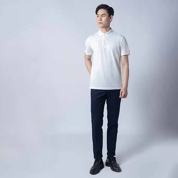 Áo Polo Nam DETERMINANT P01 Polo Short White Màu Trắng Size S