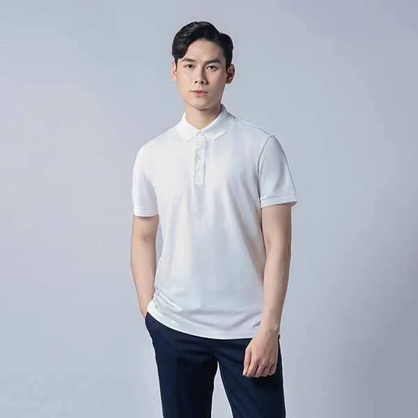 Áo Polo Nam DETERMINANT P01 Polo Short White Màu Trắng Size S