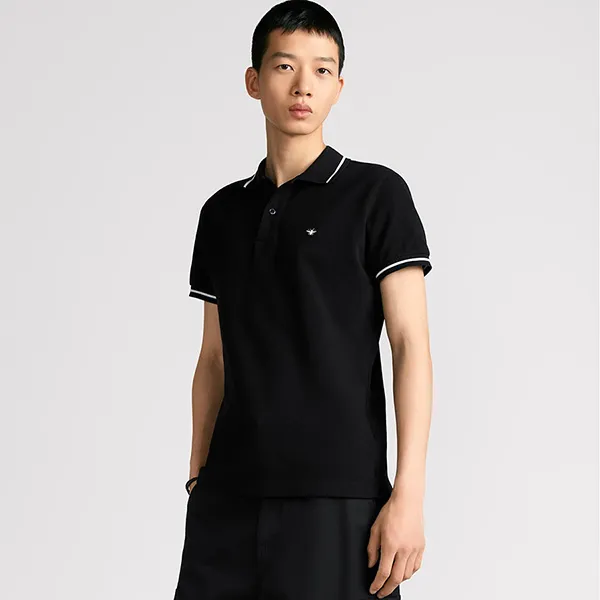 Áo Polo Nam Dior With Bee Embroidery Black Cotton Piqué 733J805B0373_C970 Màu Đen Size S