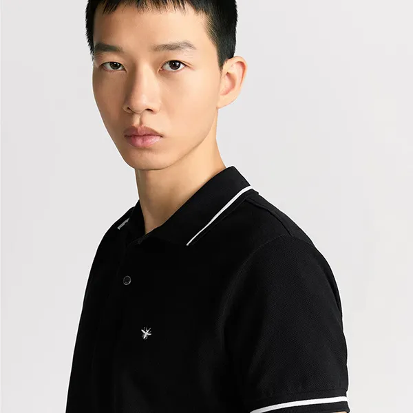 Áo Polo Nam Dior With Bee Embroidery Black Cotton Piqué 733J805B0373_C970 Màu Đen Size S