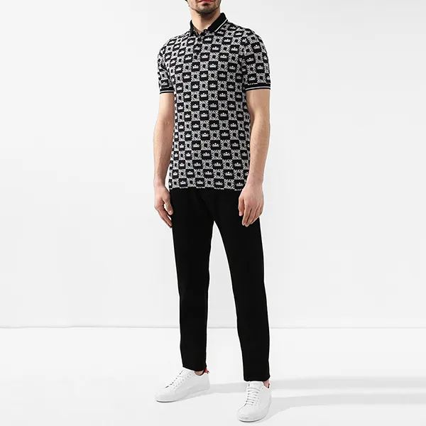Áo Polo Nam Dolce & Gabbana D&G G8HU6T FS76Y Màu Đen Họa Tiết Size 44