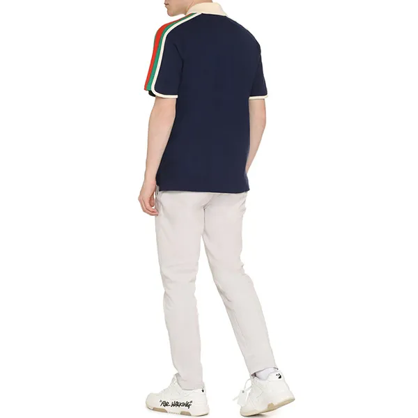 Áo Polo Nam Gucci 742382XJFGI_4433 Jersey Shirt Màu Xanh Navy Size M