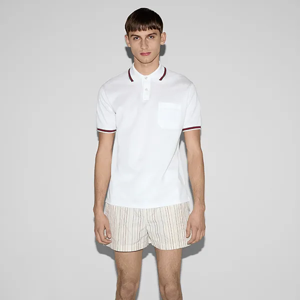 Áo Polo Nam Gucci Cotton Polo Shirt With Embroidery 795174 XJG5C 9733 Màu Trắng Size M