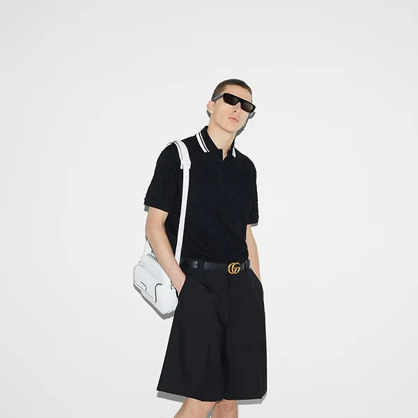 Áo Polo Nam Gucci GG Stretch 598956 XJGRT 1043 Màu Đen Size S