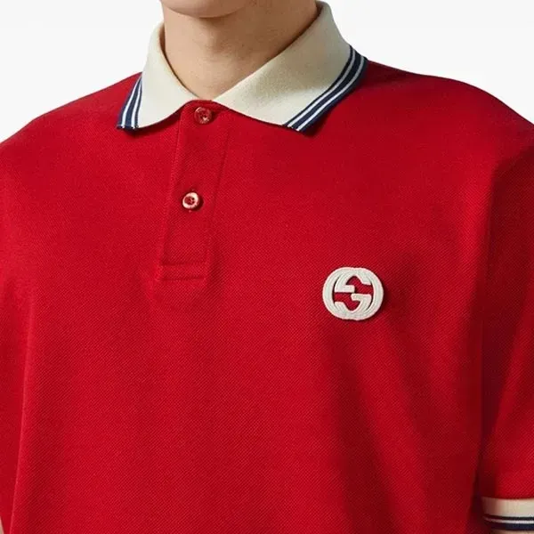 Áo Polo Nam Gucci With Interlocking GG Logo Embroidered 768641XJF476429 Màu Đỏ Size M - Thời trang - Vua Hàng Hiệu