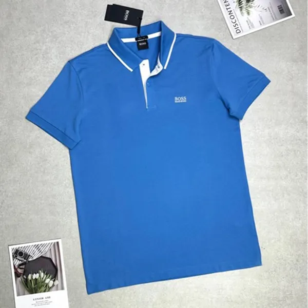 Áo Polo Nam Hugo Boss Cổ Viền Trắng Màu Xanh Dương Size S - Thời trang - Vua Hàng Hiệu