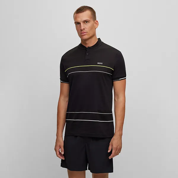 Áo Polo Nam Hugo Boss Jersey Polo Shirt With Engineered Stripe 50509871 Màu Đen Size S - Thời trang - Vua Hàng Hiệu