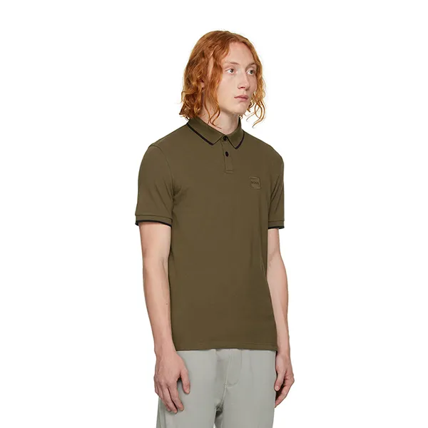 Áo Polo Nam Hugo Boss Slim Fit Logo Màu Xanh Khaki Size S