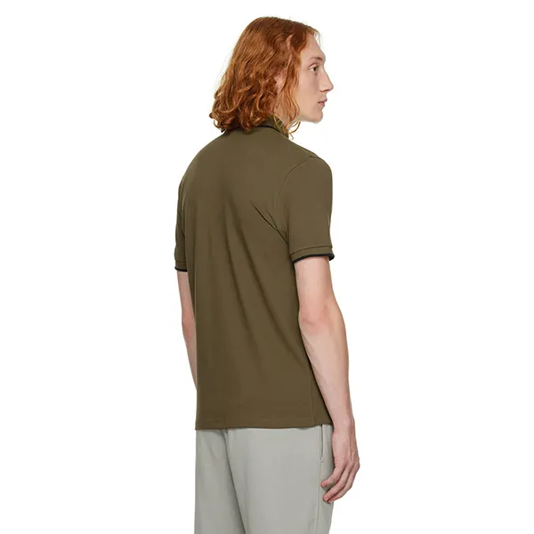 Áo Polo Nam Hugo Boss Slim Fit Logo Màu Xanh Khaki Size S