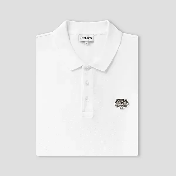 Áo Polo Nam Kenzo White With Black Tiger Logo Embroidered PF755PO0014BA 01 Màu Trắng Size S