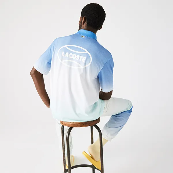 Áo Polo Nam Lacoste Live Regular Fit Gradated Print DH2898 3UX Màu Xanh Size 5
