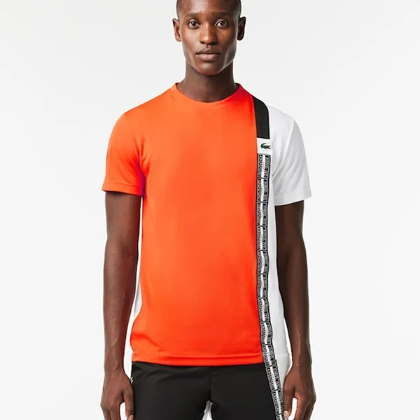 Áo Polo Nam Lacoste Regular Fit Tennis TShirt TH1784-20-MQI Orange Màu Cam Trắng Size 3