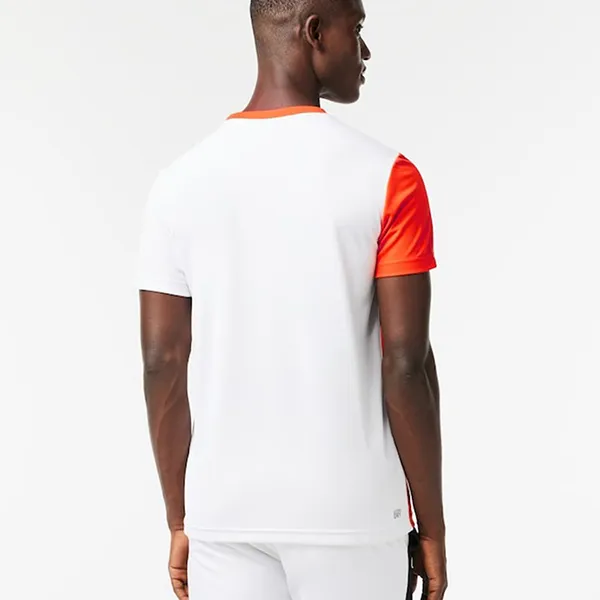 Áo Polo Nam Lacoste Regular Fit Tennis TShirt TH1784-20-MQI Orange Màu Cam Trắng Size 3