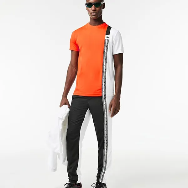 Áo Polo Nam Lacoste Regular Fit Tennis TShirt TH1784-20-MQI Orange Màu Cam Trắng Size 3