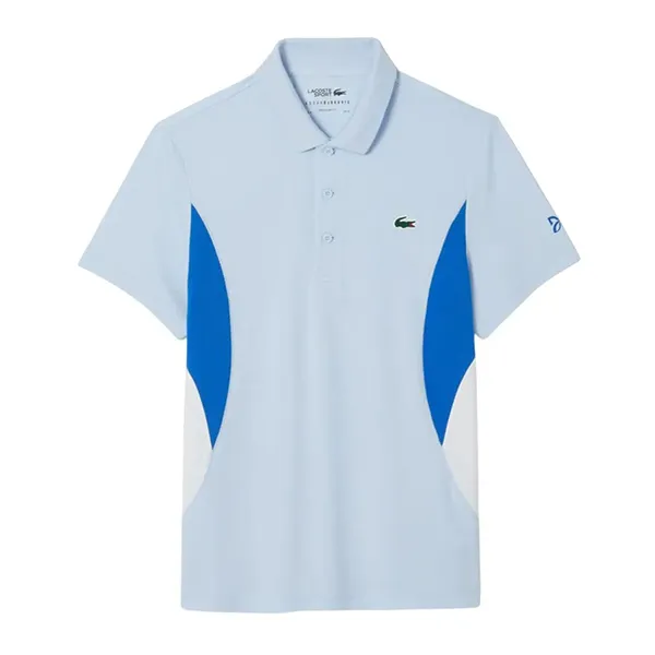 Bộ Quần Áo Cộc Tay Nam Lacoste Tennis x Novak Djokovic Fan Shirt DH7330-52-J2G Và GH8107-001 Màu Xanh Trắng Size 2
