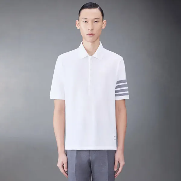 Áo Polo Nam Thom Browne Classic Pique 2003 4-Bar MJP136B 07976 100 Màu Trắng Size 2 - Thời trang - Vua Hàng Hiệu