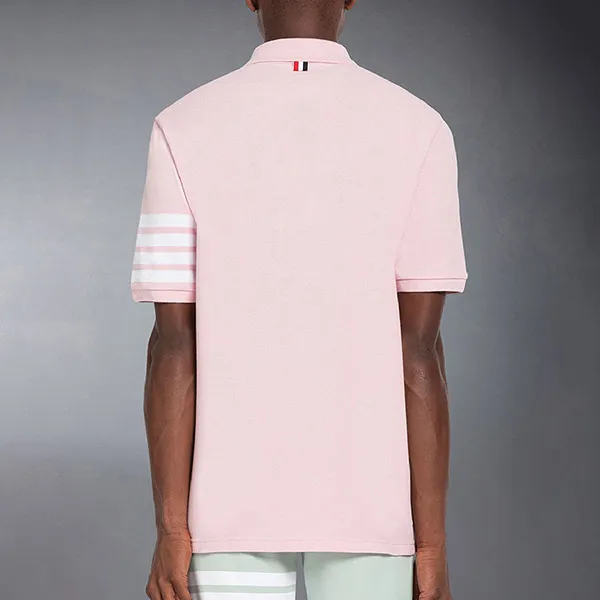 Áo Polo Nam Thom Browne Classic Pique 4-Bar Short Sleeve MJP136G 07976 680 Màu Hồng Nhạt Size 0 - Thời trang - Vua Hàng Hiệu