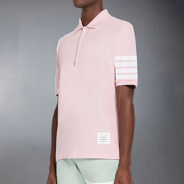 Áo Polo Nam Thom Browne Classic Pique 4-Bar Short Sleeve MJP136G 07976 680 Màu Hồng Nhạt Size 0 - Thời trang - Vua Hàng Hiệu