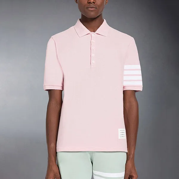 Áo Polo Nam Thom Browne Classic Pique 4-Bar Short Sleeve MJP136G 07976 680 Màu Hồng Nhạt Size 0 - Thời trang - Vua Hàng Hiệu