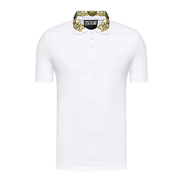 Áo Polo Nam Versace Jeans Couture Baroque 71GAGT03 Biały Regular Fit Màu Trắng Size M