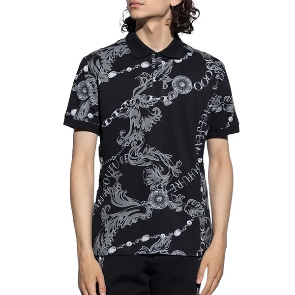 Áo Polo Nam Versace Jeans Couture Black Shirt 75GAG6S0 Màu Đen Họa Tiết Size S - Thời trang - Vua Hàng Hiệu