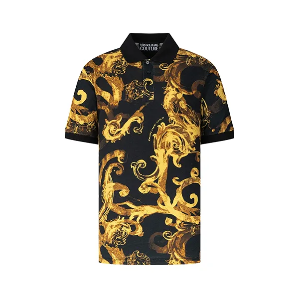 Áo Polo Nam Versace Jeans Couture Black With Baroque Logo Printed - 76GAG6S0 JS286 G89 Màu Đen Vàng Size M