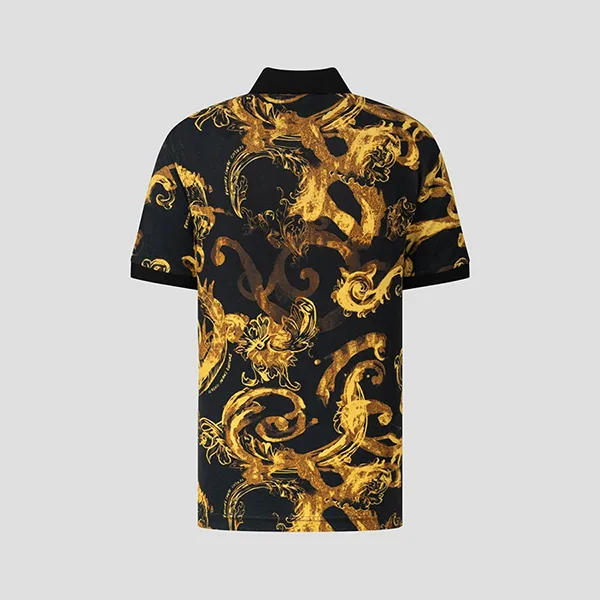 Áo Polo Nam Versace Jeans Couture Black With Baroque Logo Printed - 76GAG6S0 JS286 G89 Màu Đen Vàng Size M