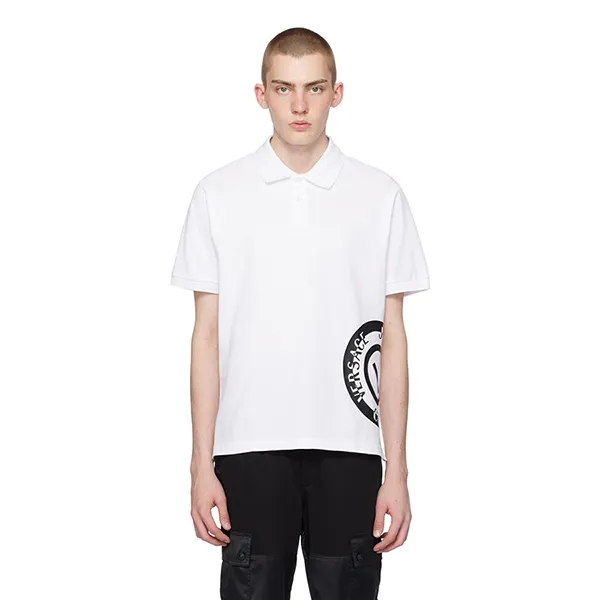 Áo Polo Nam Versace White V Emblem 241202M212009 Màu Trắng Size XS