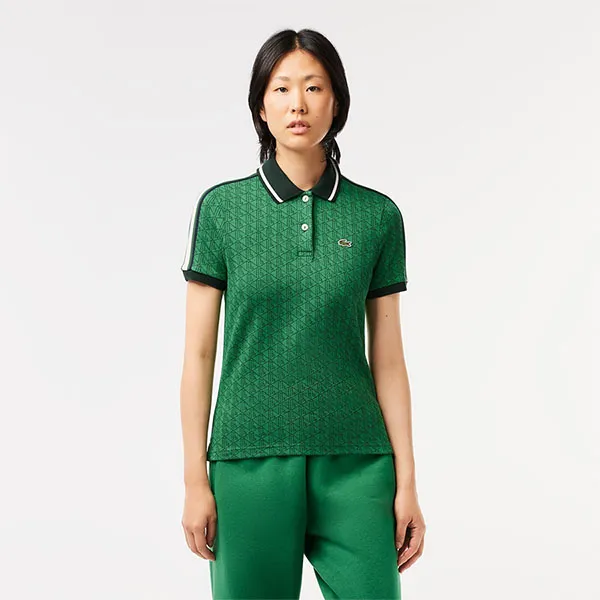 Áo Polo Nữ Lacoste Women's Polo Shirt Slim Fit DF0849 10 QIJ Màu Xanh Lá Size 38