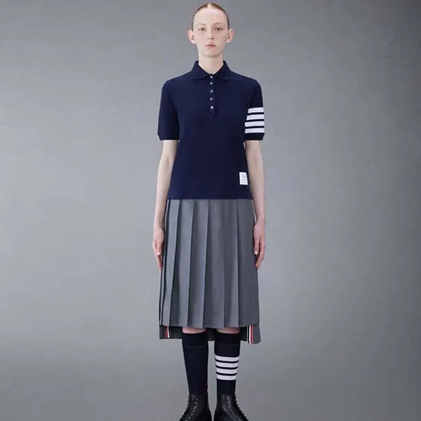Áo Polo Nữ Thom Browne Classic Pique 2003 4-Bar Polo FJP052B/07976415 Màu Xanh Navy Size 38