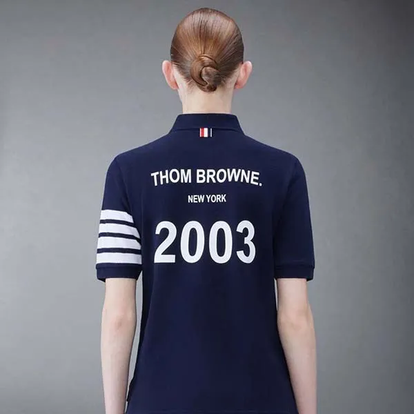 Áo Polo Nữ Thom Browne Classic Pique 2003 4-Bar Polo FJP052B/07976415 Màu Xanh Navy Size 38