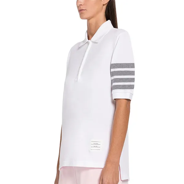 Áo Polo Nữ Thom Browne Classic Pique Hector 4-Bar Polo FJP052B/07976100 Màu Trắng Size 36