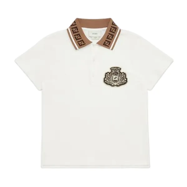 Áo Polo Trẻ Em Fendi Kids JMI473/AVPF0TU9 Màu Trắng Size 14Y