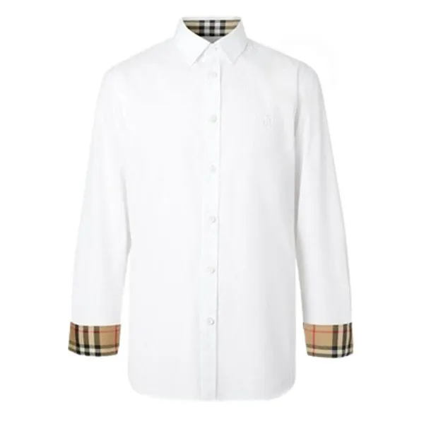 Áo Sơ Mi Burberry White With TB Monogram Motif 8032308 Màu Trắng Size XS