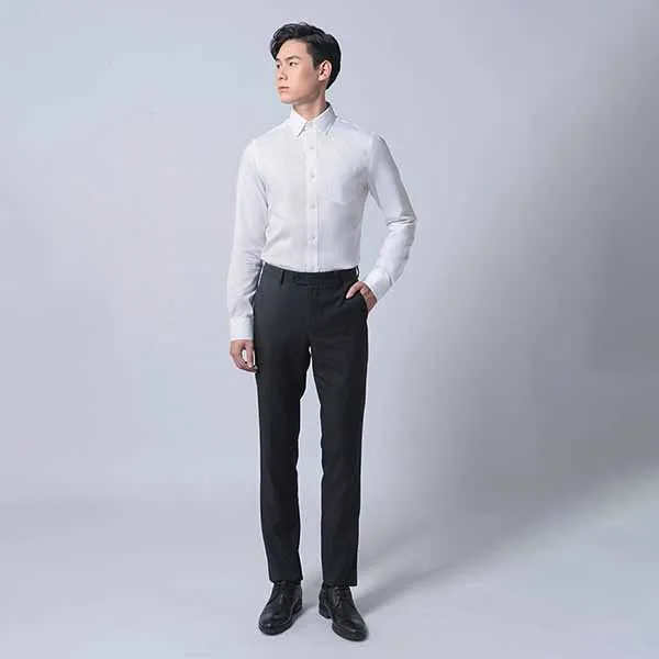 Áo Sơ Mi Dài Tay Nam DETERMINANT 203 Dress Shirt Long Oxford White Màu Trắng Size 37