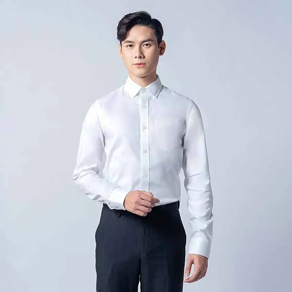 Áo Sơ Mi Dài Tay Nam DETERMINANT 203 Dress Shirt Long Oxford White Màu Trắng Size 37
