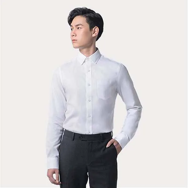 Áo Sơ Mi Dài Tay Nam DETERMINANT 203 Dress Shirt Long Oxford White Màu Trắng Size 37
