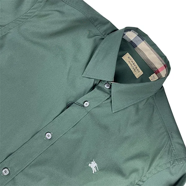 Áo Sơ Mi Nam Burberry Cambridge Long Sleeve Cotton Shirt Màu Xanh Lá Size XS