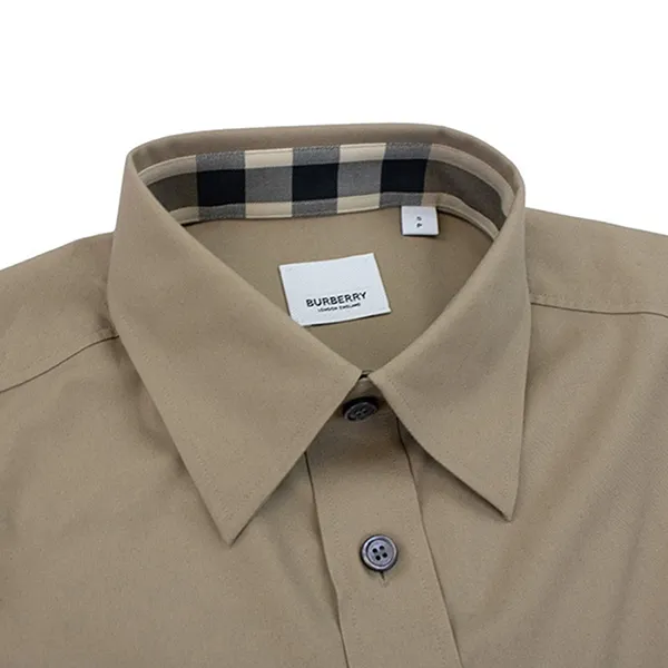 Áo Sơ Mi Nam Burberry Check Collar Shirt 80667641003 Màu Be Đậm Size XS - Thời trang - Vua Hàng Hiệu