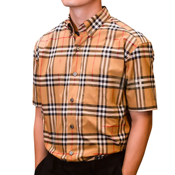 Áo Sơ Mi Nam Burberry Check Cotton Poplin Shirt Phối Màu Size XS