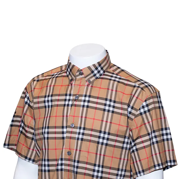 Áo Sơ Mi Nam Burberry Check Cotton Poplin Shirt Phối Màu Size XS