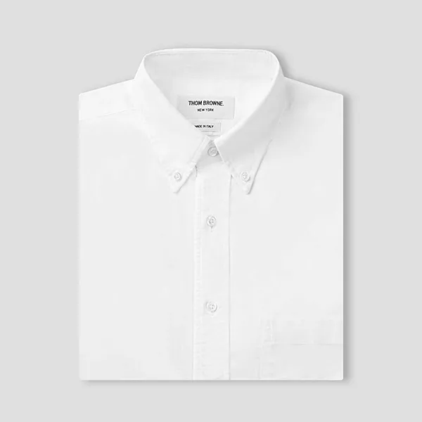 Áo Sơ Mi Nam Thom Browne Three Line Armband Oxford Short Sleeve MWS242A 06177 100 Màu Trắng Size 0