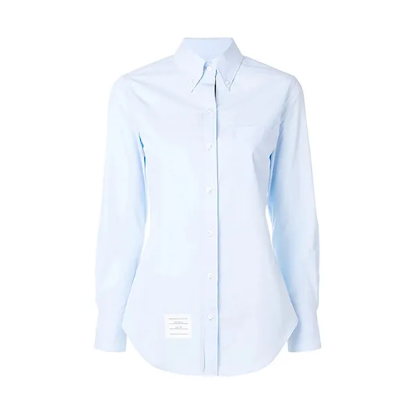 Áo Sơ Mi Nữ Thom Browne Classic Point Collar Shirt Grosgrain Placket In Solid Poplin FLL005E 03113 480 Màu Xanh Nhạt Size 36