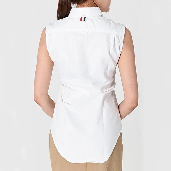 Áo Sơ Mi Nữ Thom Browne Sleeveless Buttoned Shirt FLL012E/06177100 Màu Trắng Size 36