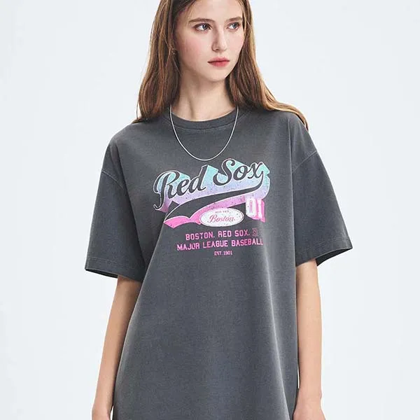 Áo Thun MLB Varsity Washing Vintage Over Fit T-Shirt Boston Red Sox 3FTSV1053-43CGD Màu Xám - Thời trang - Vua Hàng Hiệu