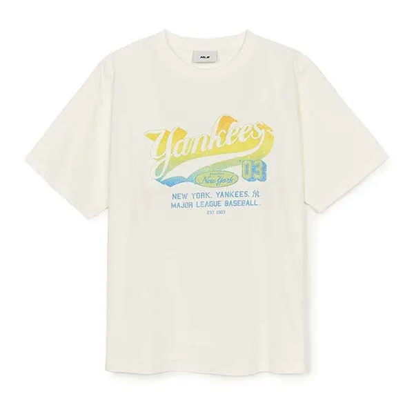 Áo Thun MLB Varsity Washing Vintage Over Fit T-Shirt New York Yankees 3FTSV1053-50CRS Màu Kem - Thời trang - Vua Hàng Hiệu