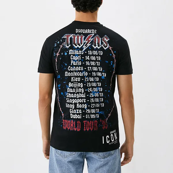 Áo Thun Nam Dsquared2 Men's Tshirt Dsquared2 S79GC0008 Màu Đen Họa Tiết Size L